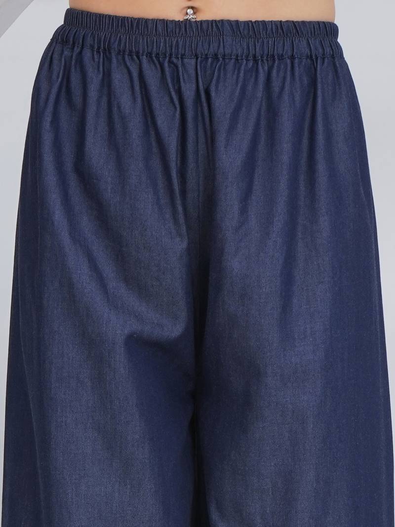 Ladies ethnic white white embroidered shirt with afghani pants