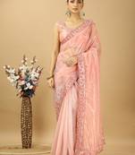 Embroidery Net Saree With Designer Embroidery in Belt and Blouse