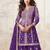 Purple zari embroidery & sequence work chinnon silk straight palazzo suit-Full stitched free size