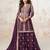 Wine zari embroidery & sequence work chinnon silk straight palazzo suit-Full stitched free size
