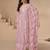 Pink thread embroidery sequins & mirror work with printed dupatta chinnon silk anarkali palazzo 42