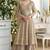 Beige embroidery sequins & stone georgette anarkali palazzo suit-Full stitched free size.