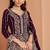 Purple embroidery & sequin georgette anarkali churidar suit-Full stitched free size