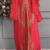  Red Moroccan-Style Stitched Kaftan with Detailed Golden Handwork Embellishments