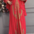  Red Moroccan-Style Stitched Kaftan with Detailed Golden Handwork Embellishments