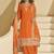 Orange chinon silk embroidered plazzo suit