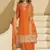 Orange chinon silk embroidered Palazzo suit