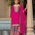 Pink embroidery & sequins chinnon straight palazzo suit-Full stitched free size