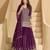 Purple embroidery sequins & stone gerogette straight lehenga suit-Full stitched free size