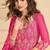 Pink embroidery sequins & stone georgette straight lehanga suit-Full stitched free size
