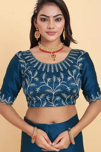 morpich georgette saree with embroidered border