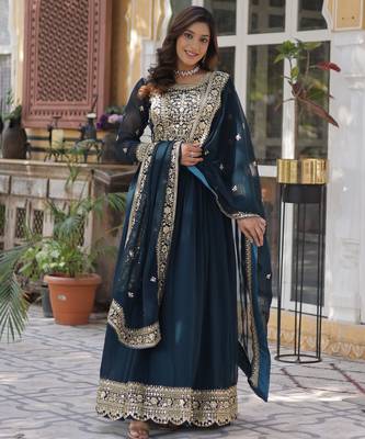 Rama Designer Trending Georgette Gown Dupatta Collection With Sequins Embroidered Work 4