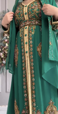 Designer Green Embellished Stitched Kaftan with Heavy Golden Handwork  2