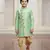 green faux jute plain boys indo western dress with dhoti