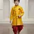 yellow faux jute plain boys indo western dress with dhoti