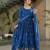 Blue kurti with duptta in  Chinnon with Embroidery Zari Sequins-work 