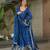Blue kurti with duptta in  Chinnon with Embroidery Zari Sequins-work 