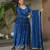 Blue kurti with duptta in  Chinnon with Embroidery Zari Sequins-work 