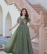 Green Premium designer readymade koti-gown collections