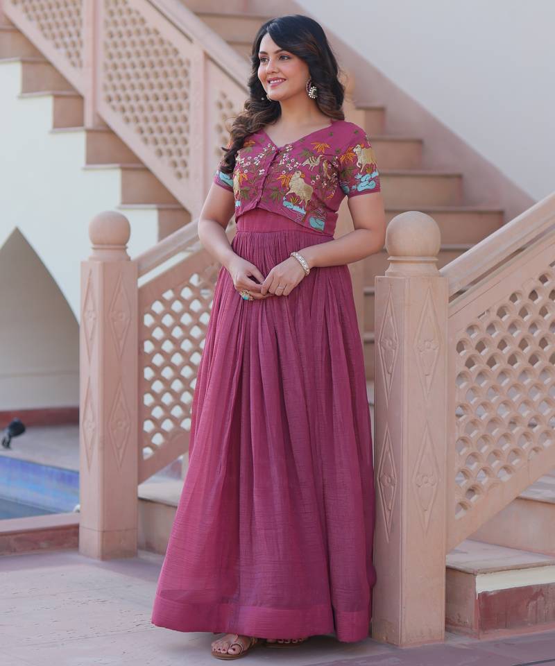 Onion pink Premium designer readymade koti-gown collections