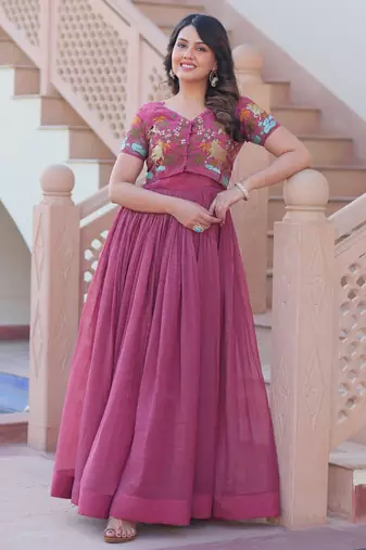 Onion pink designer koti gown collections