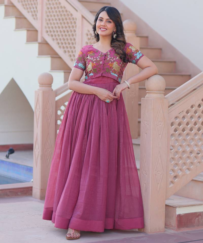 Onion pink Premium designer readymade koti-gown collections