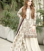 Ivory White Heavy Embroidery Sharara Suit
