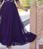 Purple Faux Blooming With Sequins Multithreaded Beads Embroidered work.