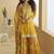 Yellow chinon silk embroidered designer sharara suit