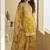 Yellow chinon silk embroidered designer sharara suit