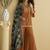 Brown chinon silk embroidered designer plazzo suit