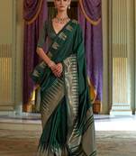 Green color premium pv super fine soft silk saree with double zari weaving & hand deco finish     party & festive wear