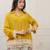 Yellow Cotton Lace-Trim Shirt With Multicolour Printed Palazzo Set