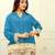 Blue Cotton Lace Trim Shirt With Multicolour Printed Palazzo Set