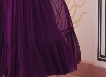 Purple Faux Blooming Kurti With Beads Embroidery Work 3