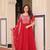 Red  Designer Georgette Gown Dupatta With  Embroidery Zari Sequins-work