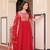 Red  Designer Georgette Gown Dupatta With  Embroidery Zari Sequins-work