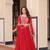 Red  Designer Georgette Gown Dupatta With  Embroidery Zari Sequins-work