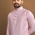 pink embroidered jacquard kurta set for men