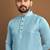 Sky blue embroidered jacquard kurta set for men