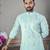 Sky blue embroidered royal linen kurta set for men