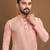 Orange embroidered jacquard kurta set for men