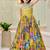 Yellow heavy chinon embroidery & print work fully stitched gown for girls