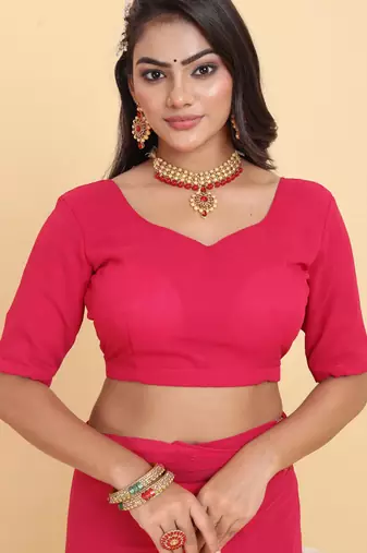 pink georgette embroidered saree with blouse