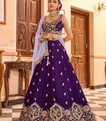 Purple Georgette Fabric Sequins embroidery Semi Stitched Lehenga & Unstitched Blouse With Dupatta
