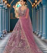 Lavender Net Fabric Sequins embroidery Semi Stitched Lehenga & Unstitched Blouse With Dupatta