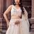 Cream Net Fabric Sequins embroidery Semi Stitched Lehenga & Unstitched Blouse With Dupatta