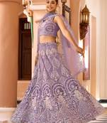 Mauve Net Fabric Sequins embroidery Semi Stitched Lehenga & Unstitched Blouse With Dupatta