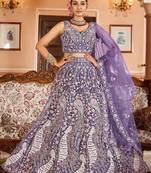 Purple Net Fabric Sequins embroidery Semi Stitched Lehenga & Unstitched Blouse With Dupatta