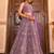 Lavender Net Fabric Sequins embroidery Semi Stitched Lehenga & Unstitched Blouse With Dupatta